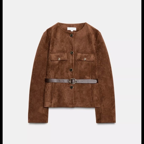 Zara Jackets & Blazers - Zara Brown Suede Belted Blazer
